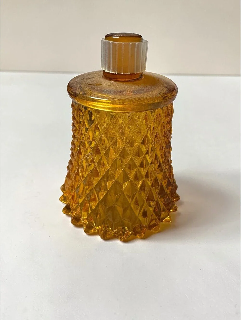 Homco Diamond Point Votive Amber Peg Sconce Candle Holder Vintage